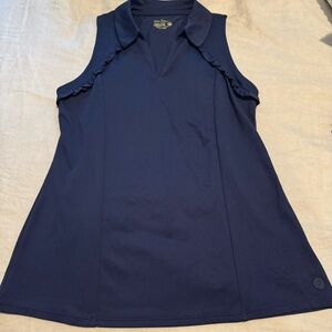 Lilly Pulitzer UPF 50+ Luxletic Martina Navy Polo Top Size M